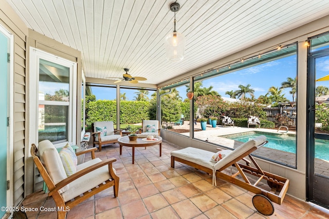 320 Amberjack Pl, Melbourne Beach, FL 32951 - sunroom / solarium with a ceiling fan