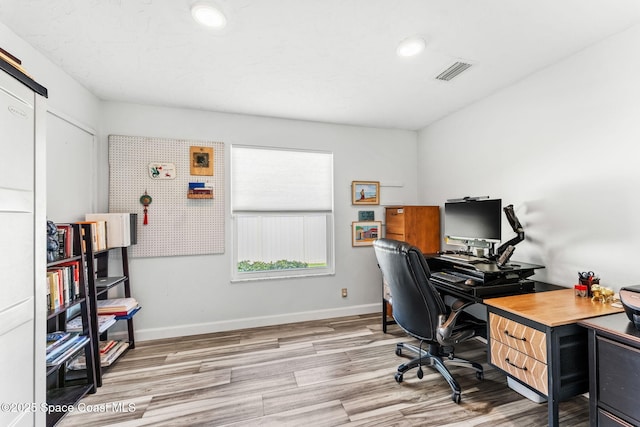 320 Amberjack Pl, Melbourne Beach, FL 32951 - office featuring baseboards, recessed lighting, wood finished floors, and visible vents