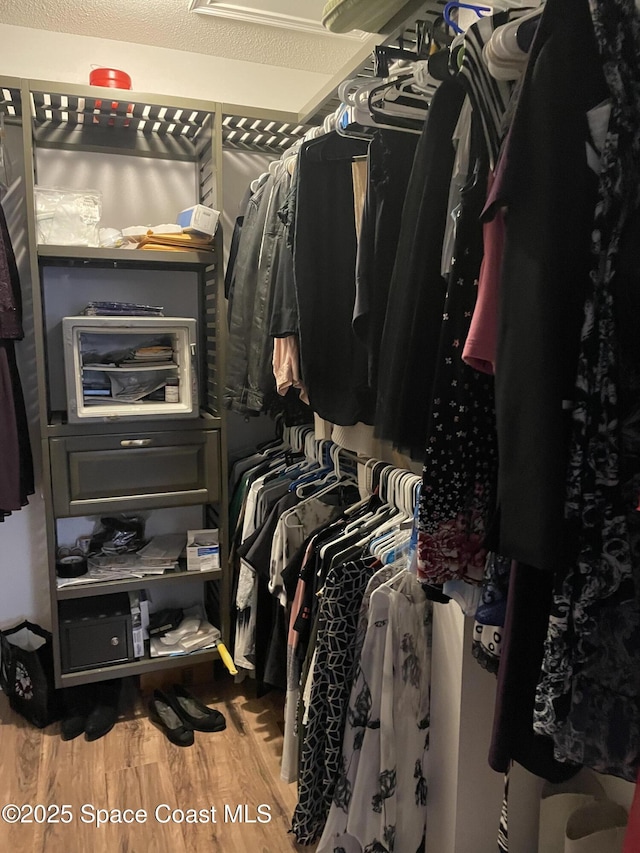 spacious closet with wood finished floors