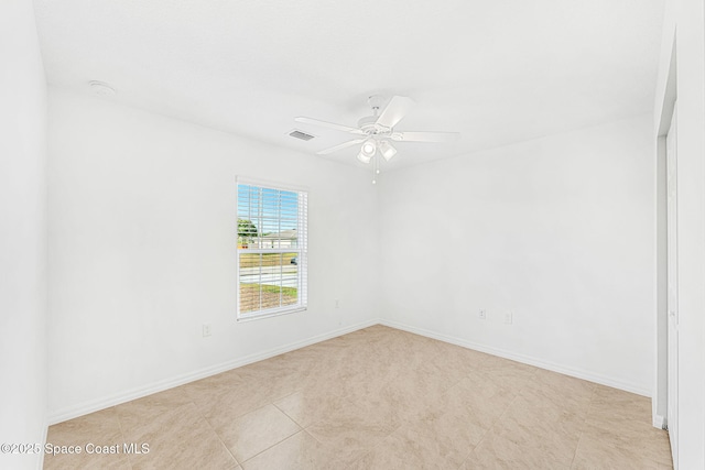 1591 Palatka Rd SE, Palm Bay, FL 32909 - spare room with ceiling fan, visible vents, and baseboards