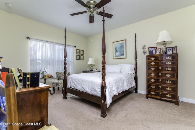 6008 Van Ness Dr, Melbourne, FL 32940 - bedroom featuring baseboards, ceiling fan, and light carpet