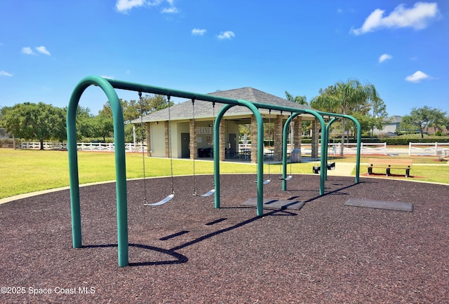 community playground with a yard