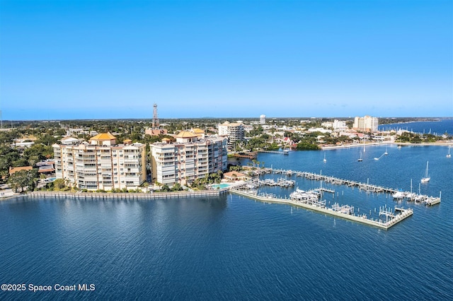 104 Riverside Dr Unit 402, Cocoa, FL 32922 - birds eye view of property featuring a water view