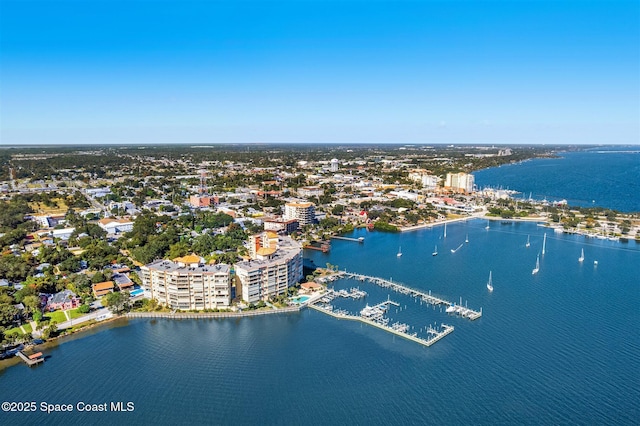 104 Riverside Dr Unit 402, Cocoa, FL 32922 - birds eye view of property with a view of city and a water view