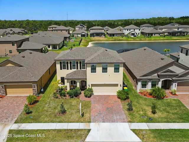 birds eye view of property with a residential view