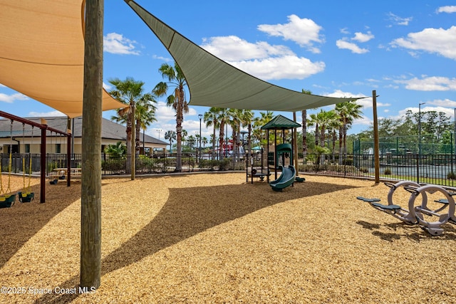 community play area with fence
