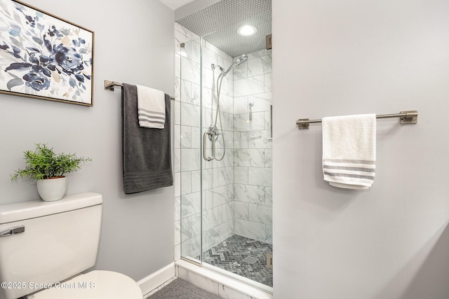 612 Saint Albans Ct Unit 19B, West Melbourne, FL 32904 - bathroom featuring baseboards, a shower stall, and toilet