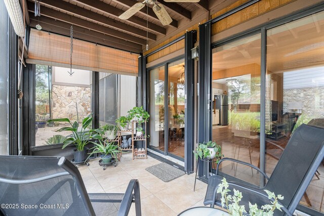 612 Saint Albans Ct Unit 19B, West Melbourne, FL 32904 - sunroom / solarium with ceiling fan and beamed ceiling