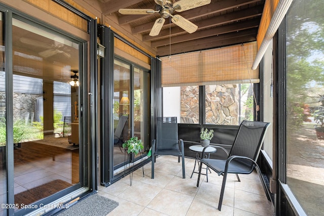 612 Saint Albans Ct Unit 19B, West Melbourne, FL 32904 - sunroom featuring ceiling fan and beam ceiling