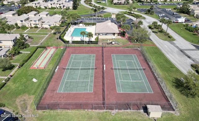 drone / aerial view with a residential view