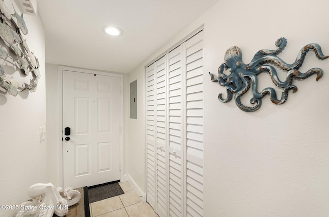 100 Canebreakers Dr Unit 112, Cocoa, FL 32927 - entryway featuring recessed lighting, light tile patterned floors, and electric panel