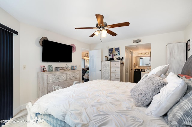 100 Canebreakers Dr Unit 112, Cocoa, FL 32927 - bedroom featuring baseboards, ceiling fan, and visible vents