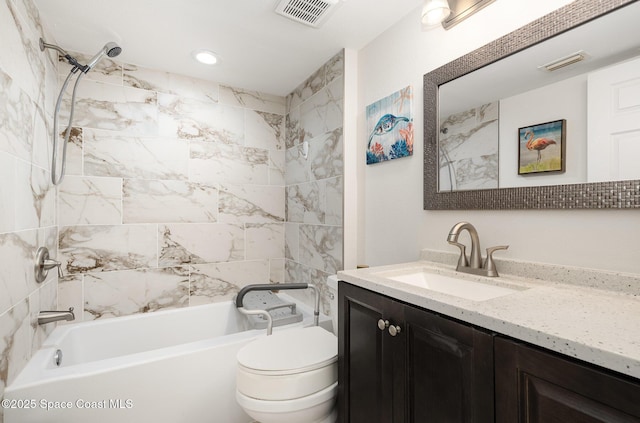 100 Canebreakers Dr Unit 112, Cocoa, FL 32927 - bathroom featuring toilet,  shower combination, visible vents, and vanity