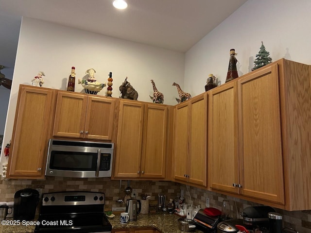 kitchen featuring tasteful backsplash and stainless steel appliances