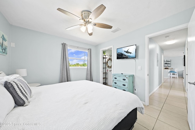 1380 Fiddler Ave, Merritt Island, FL 32952 - bedroom with ceiling fan, visible vents, and light tile patterned floors