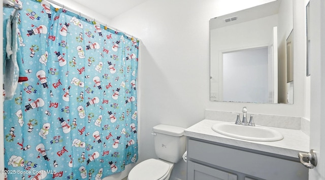6878 Hartford Rd, Cocoa, FL 32927 - full bath featuring toilet, a shower with shower curtain, and vanity