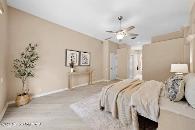 1019 Worthington Spring Dr, Melbourne, FL 32940 - bedroom with recessed lighting, baseboards, ensuite bathroom, and a ceiling fan