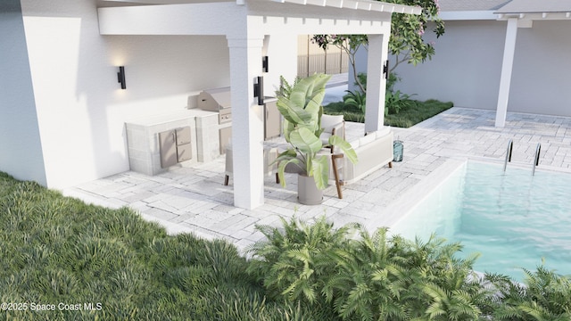 2059 Barracuda Ave, Melbourne Beach, FL 32951 - exterior space with an outdoor pool and exterior kitchen