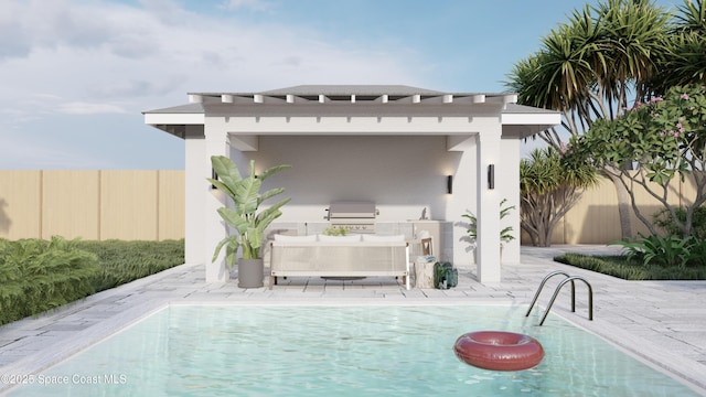 2059 Barracuda Ave, Melbourne Beach, FL 32951 - view of swimming pool featuring a fenced in pool, fence, and a grill