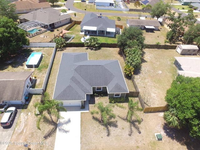 bird's eye view with a residential view