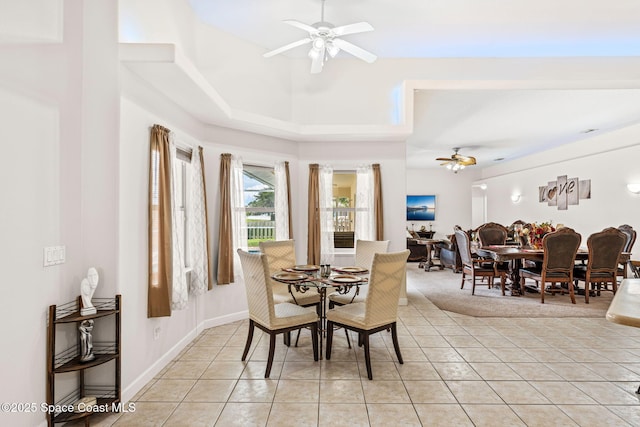 3502 Tipperary Dr, Merritt Island, FL 32953 - dining space with a ceiling fan and light tile patterned floors