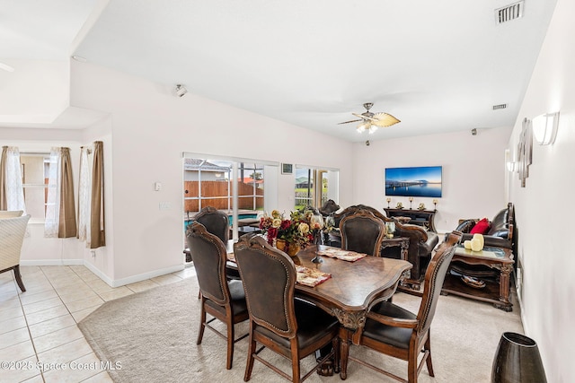 3502 Tipperary Dr, Merritt Island, FL 32953 - dining area featuring ceiling fan, light tile patterned flooring, and baseboards