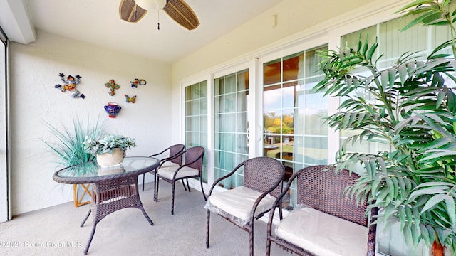 balcony with ceiling fan