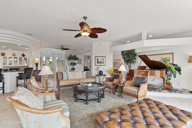 1495 Newfound Harbor Dr, Merritt Island, FL 32952 - living room with recessed lighting and a ceiling fan