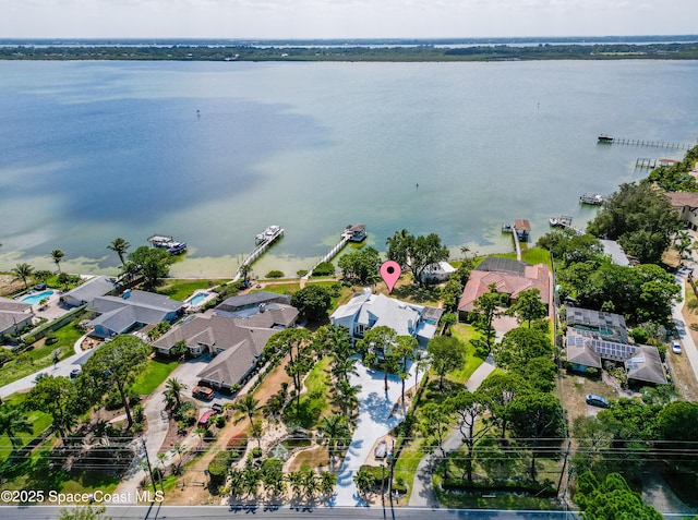 1495 Newfound Harbor Dr, Merritt Island, FL 32952 - bird's eye view with a residential view and a water view