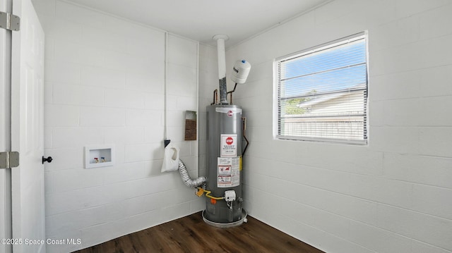 utility room with gas water heater