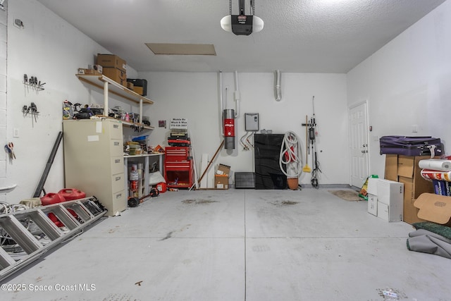 garage with a garage door opener