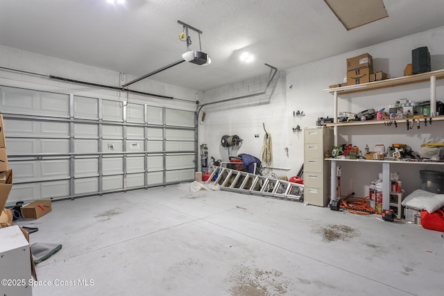 garage with a garage door opener