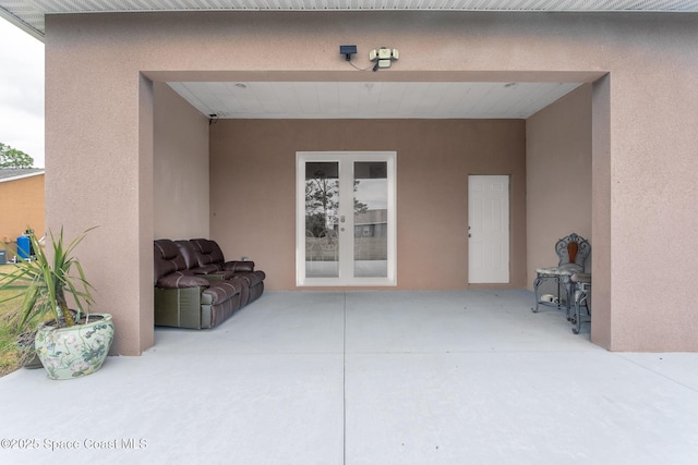 view of patio / terrace featuring french doors