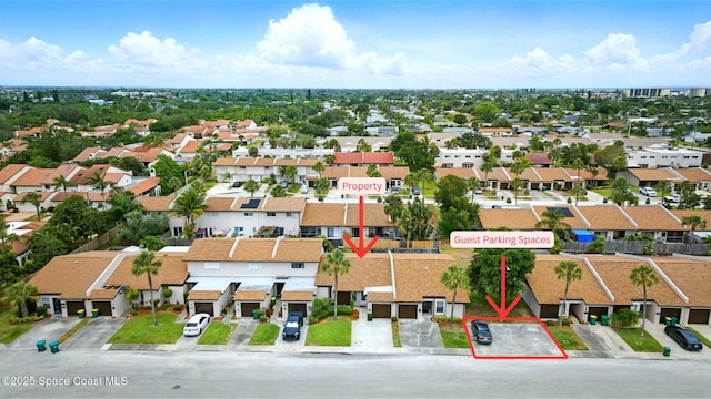 aerial view with a residential view