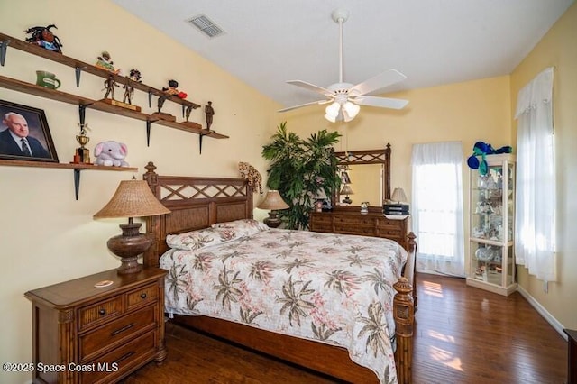 6190 Alderwood Ave, Cocoa, FL 32927 - bedroom featuring visible vents, ceiling fan, and wood finished floors