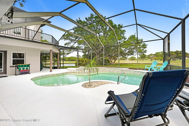 1428 Gleneagles Way, Rockledge, FL 32955 - outdoor pool with a patio area and glass enclosure
