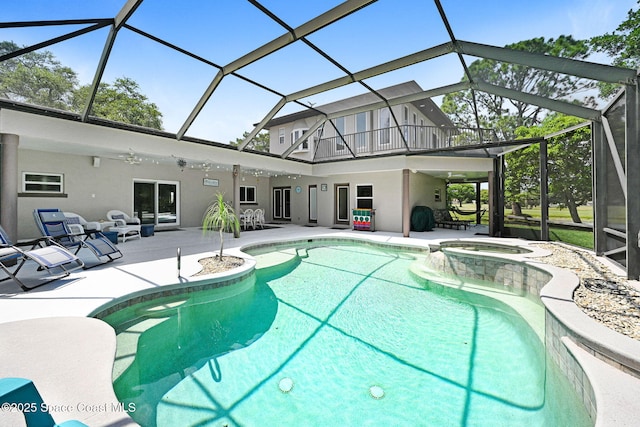 1428 Gleneagles Way, Rockledge, FL 32955 - view of pool featuring a patio area, a pool with connected hot tub, and a lanai