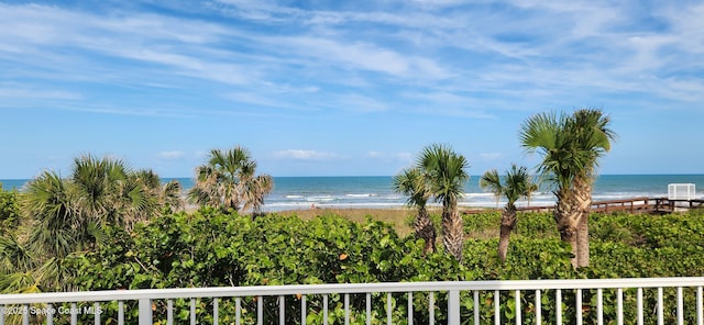 view of water feature with a view of the beach