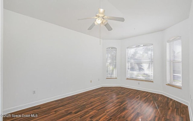 881 Glen Abbey Way, Melbourne, FL 32940 - spare room featuring baseboards, a ceiling fan, and dark wood finished floors