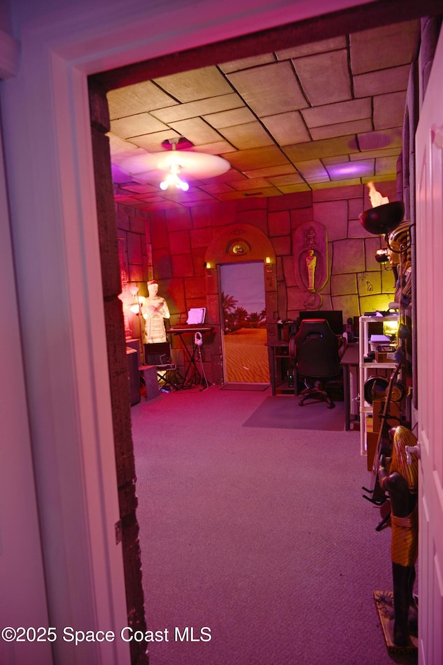 321 Brightwater Dr SE, Palm Bay, FL 32909 - basement with an office area and carpet floors