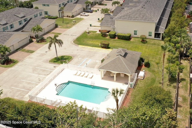 drone / aerial view with a residential view