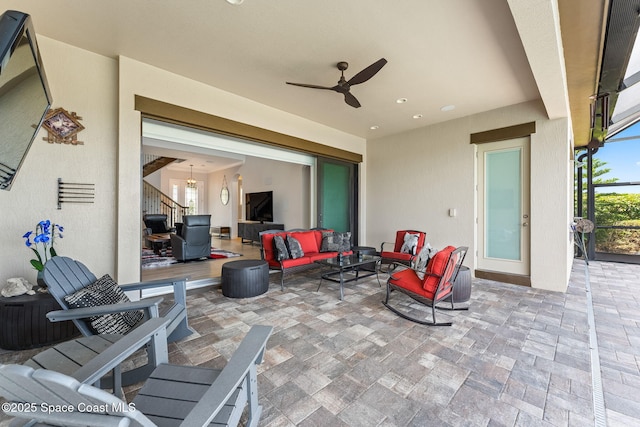 7773 Desmond Ave, Melbourne, FL 32940 - view of patio / terrace featuring an outdoor hangout area and a ceiling fan