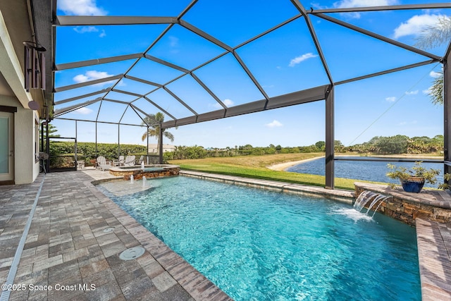 7773 Desmond Ave, Melbourne, FL 32940 - view of pool with a patio, a pool with connected hot tub, and a lanai