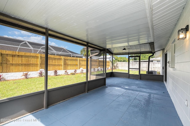 view of unfurnished sunroom