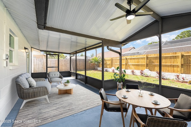 906 Kings Post Rd, Rockledge, FL 32955 - sunroom / solarium with a ceiling fan and outdoor dining area