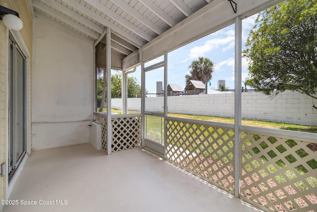 view of unfurnished sunroom