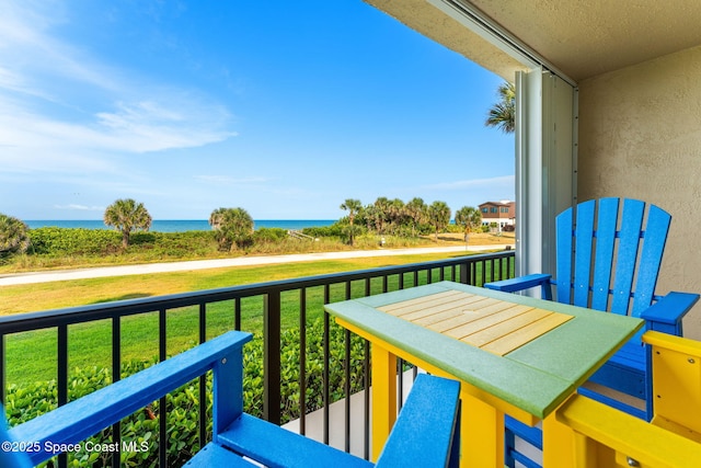 balcony with a water view