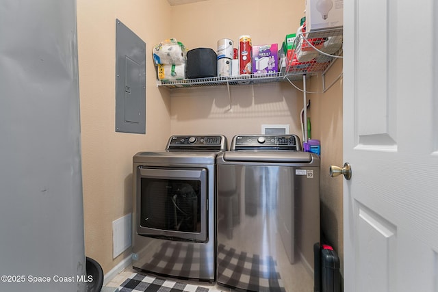 2990 S Fiske Blvd Unit C4, Rockledge, FL 32955 - laundry area with electric panel, separate washer and dryer, and baseboards