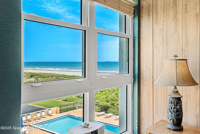 detailed view of a water view and wooden walls