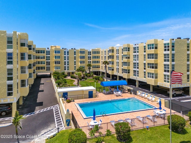 community pool with fence